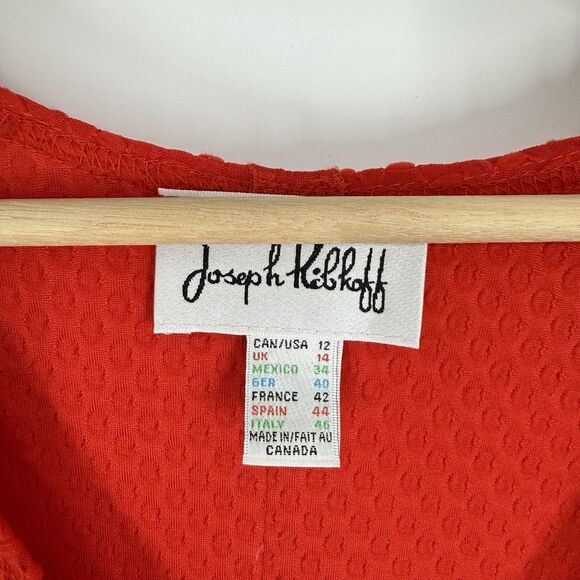 Joseph Ribkoff Womens Red Textured Knit Tunic Top Size 12 Artsy Lagenlook - Picture 2 of 8